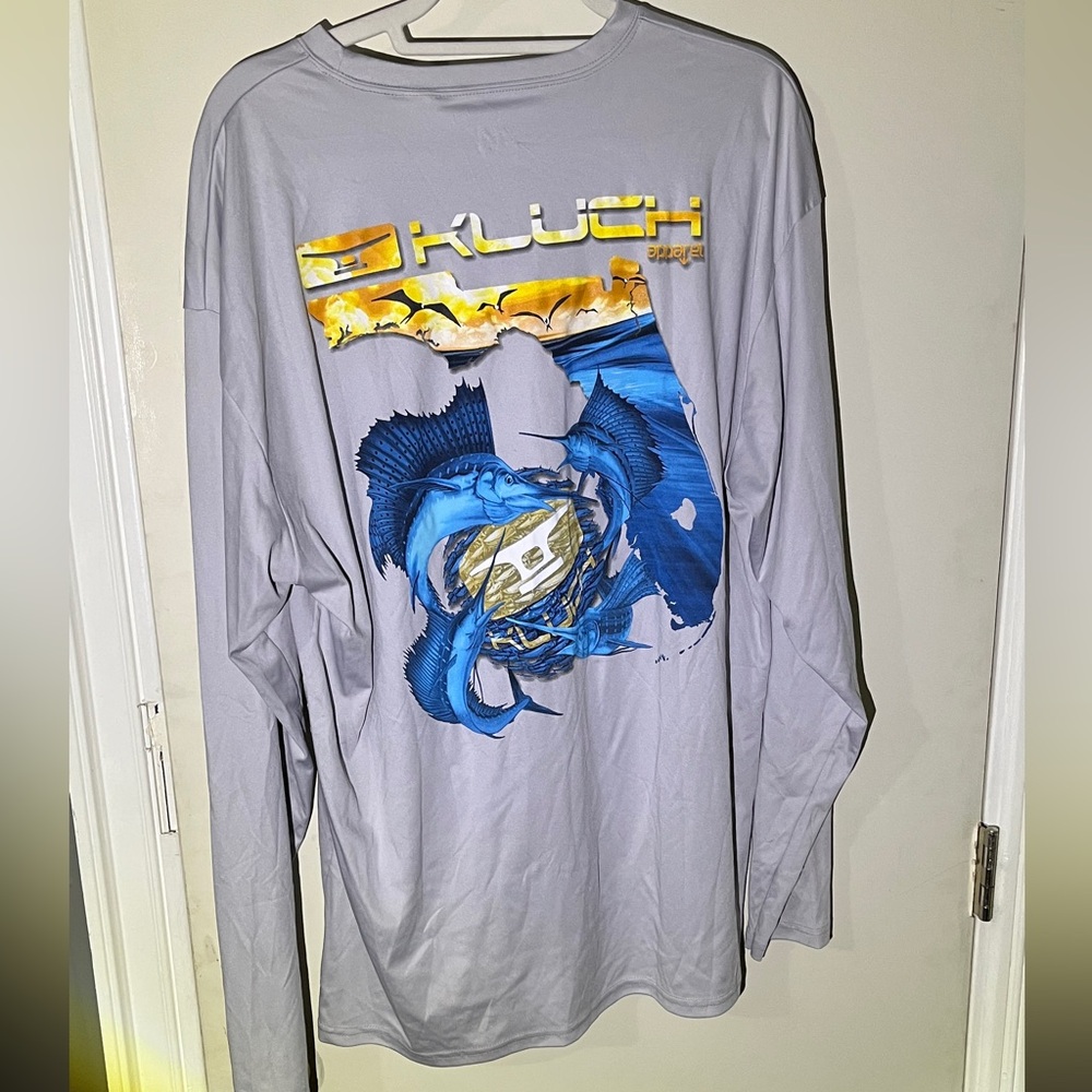 Men's Kluch Light Gray Long Sleeve Performance Shirt Fishing
